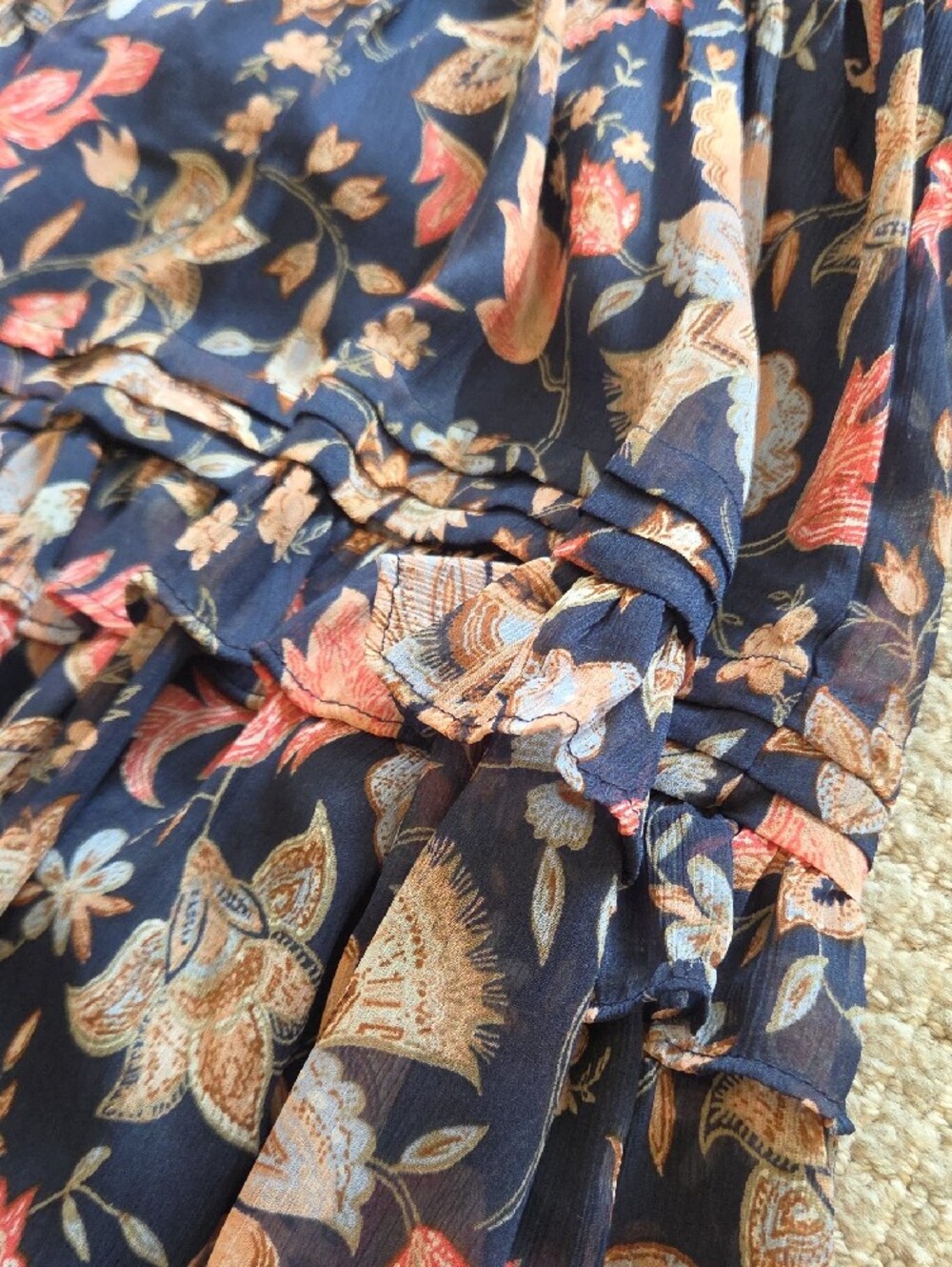 Sam Edelman Navy Floral Midi Dress with Pink & Cream Flowers - Picture 12 of 13
